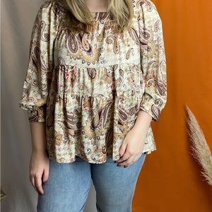 Paisley Square Neck Blouse. NWT